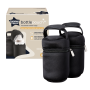 Two insulated bottle bags with their packaging box against a white background